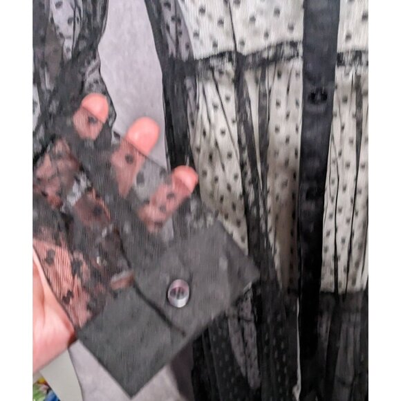 Vintage Spoon Jeans Sheer Black Polka Dot Maxi Dress - Picture 3 of 16